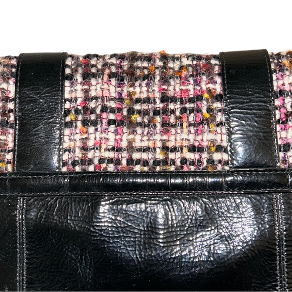 RARE COACH Poppy Tweed Black Patent Flap Shoulder Bag 17927 - Picture 10 of 16